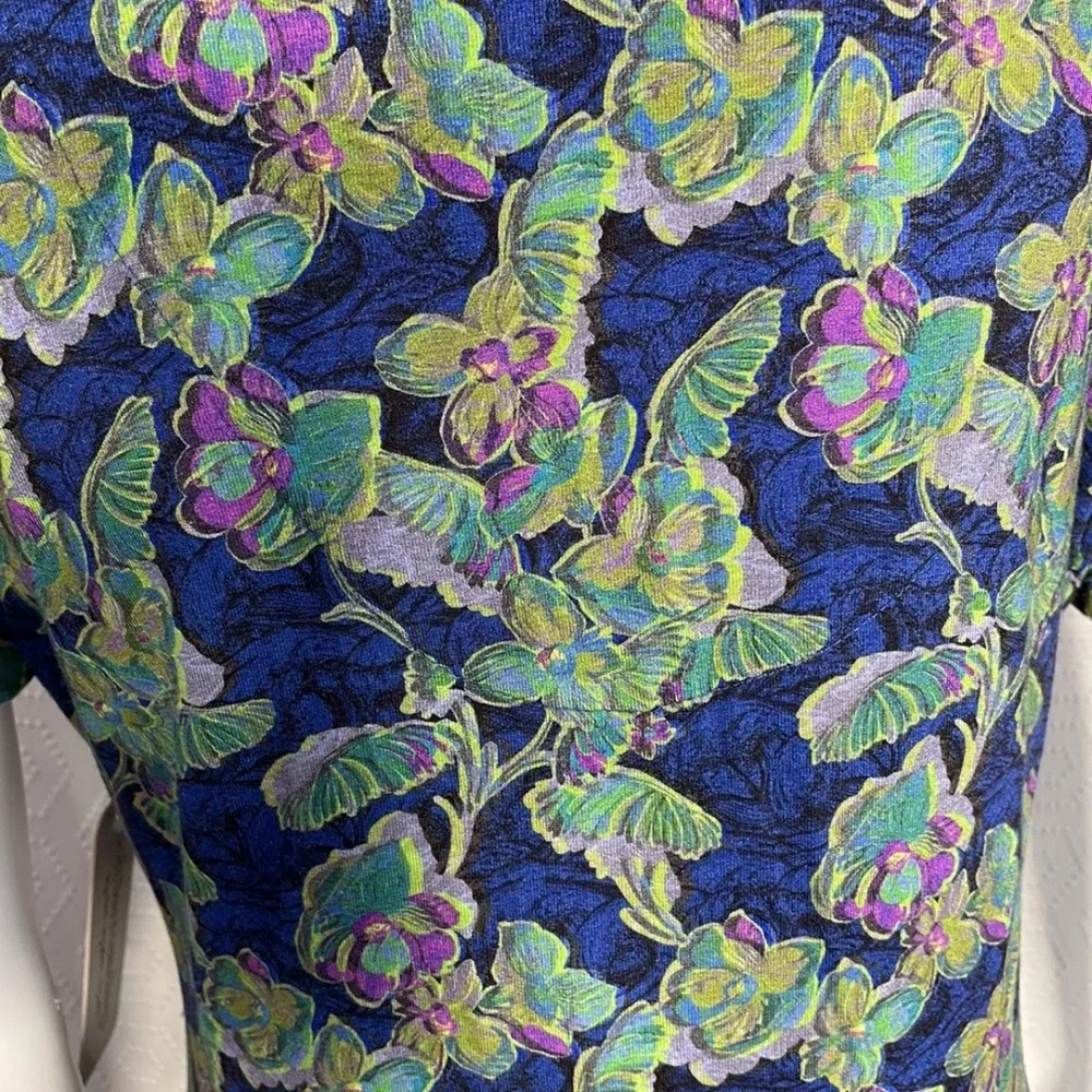 Soft Surroundings Blue Green Printed Midi Wrap Dress - Picture 5 of 10